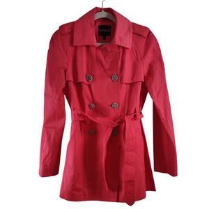 Express Coral Color Midi Trench Coat with Belt, Size Medium